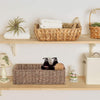 HOMESTEAD Water Hyacinth Storage Baskets, Long Narrow Rectangular Wicker Baskets for Bedroom, Living Room, Bathroom, Shelves - Set of 2